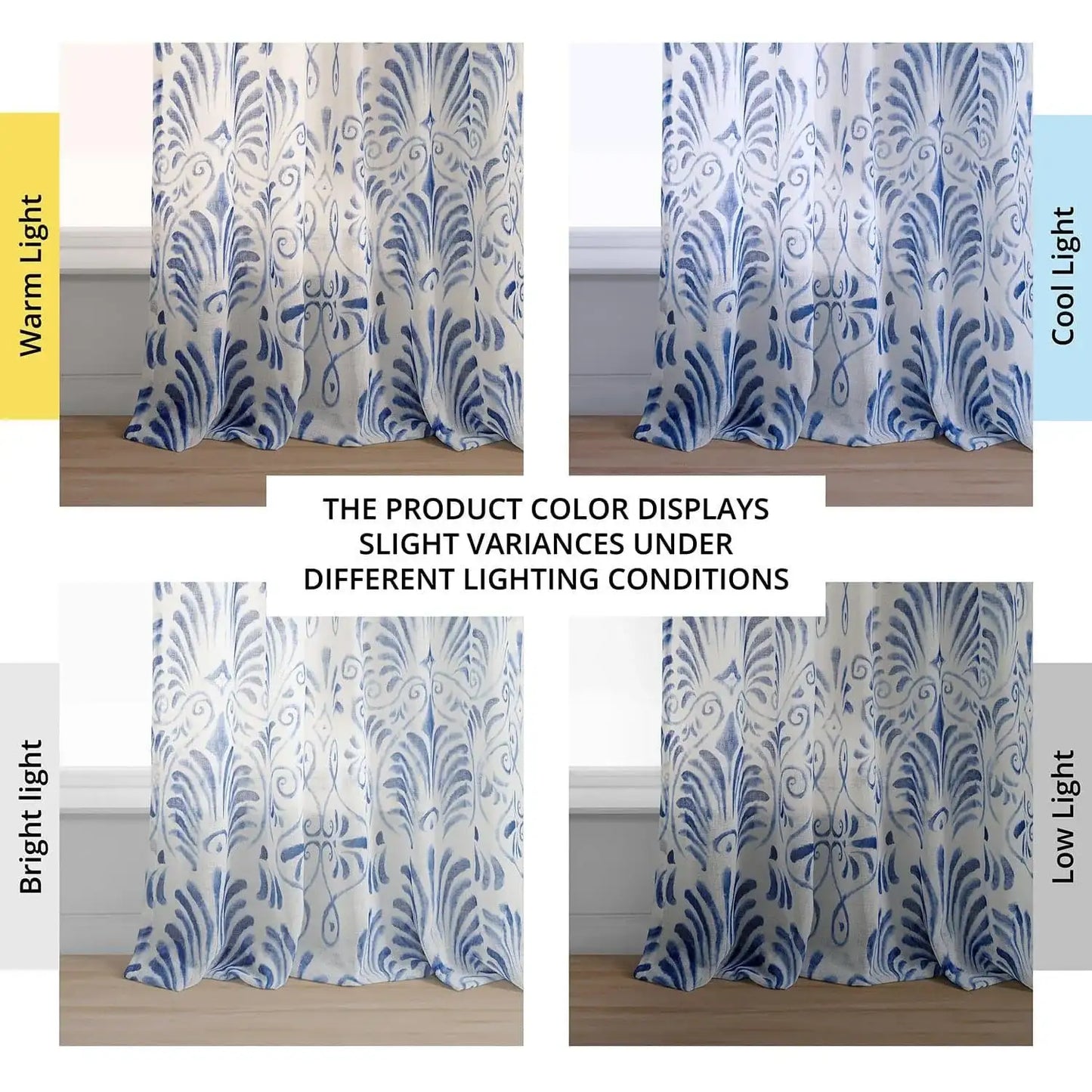 Xenia Blue Printed Sheer Curtain - HalfPriceDrapes.com
