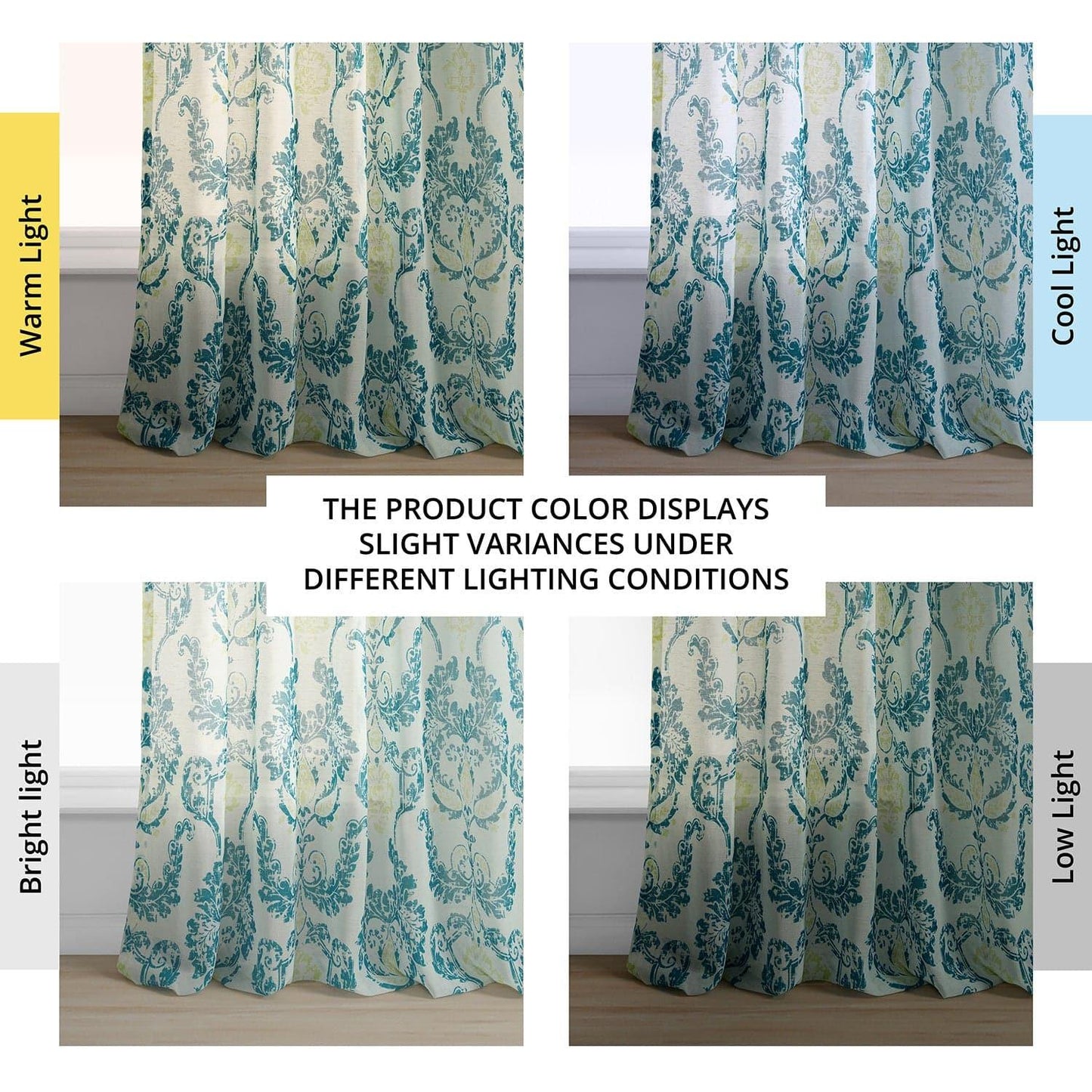 Terrace Teal Printed Sheer Curtain - HalfPriceDrapes.com