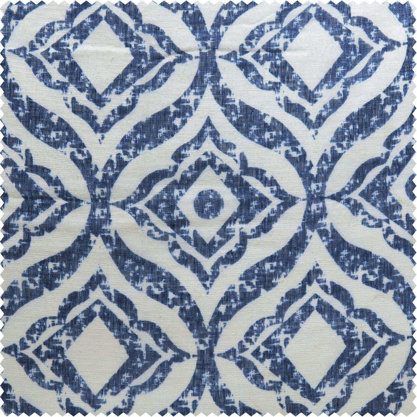 Plaza Blue Printed Sheer Custom Curtain - HalfPriceDrapes.com