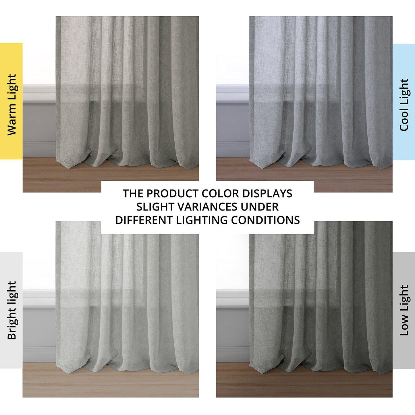Alto Grey Solid Linen Sheer Curtain Pair (2 Panels) - HalfPriceDrapes.com