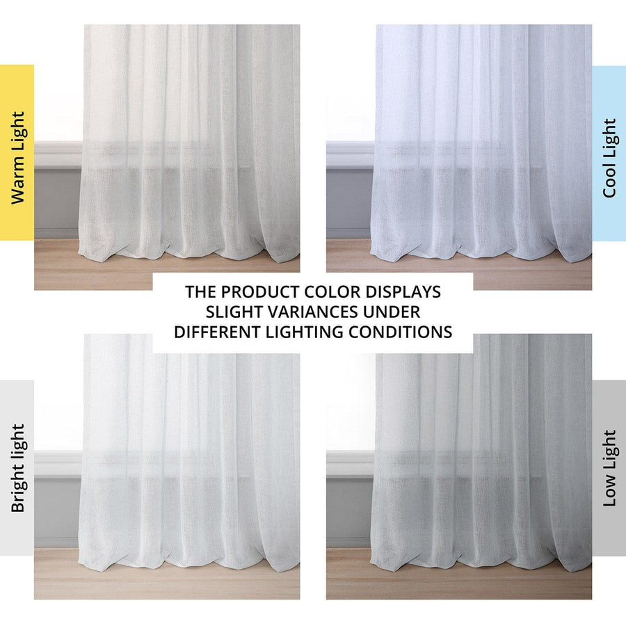 Aspen White Textured Faux Linen Sheer Curtain - HalfPriceDrapes.com
