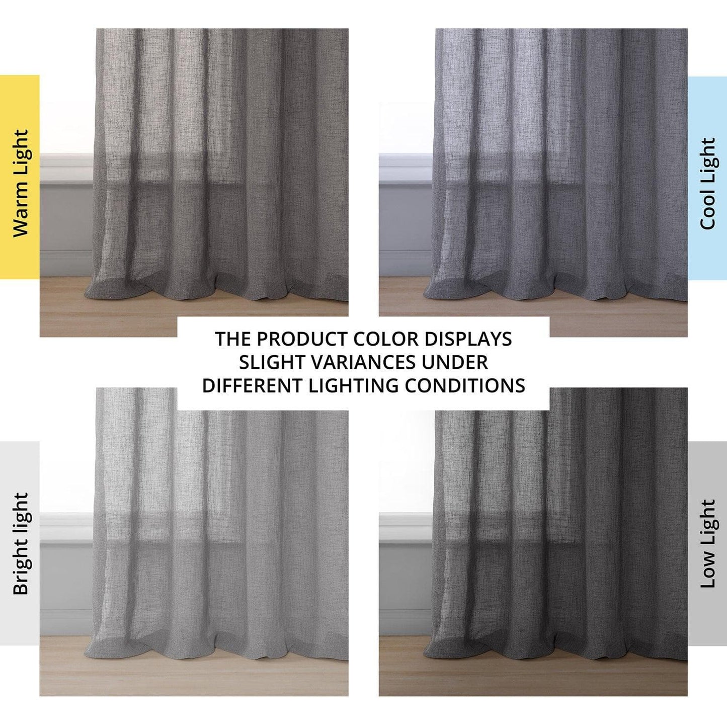 Gravel Grey Grommet Textured Faux Linen Sheer Curtain - HalfPriceDrapes.com