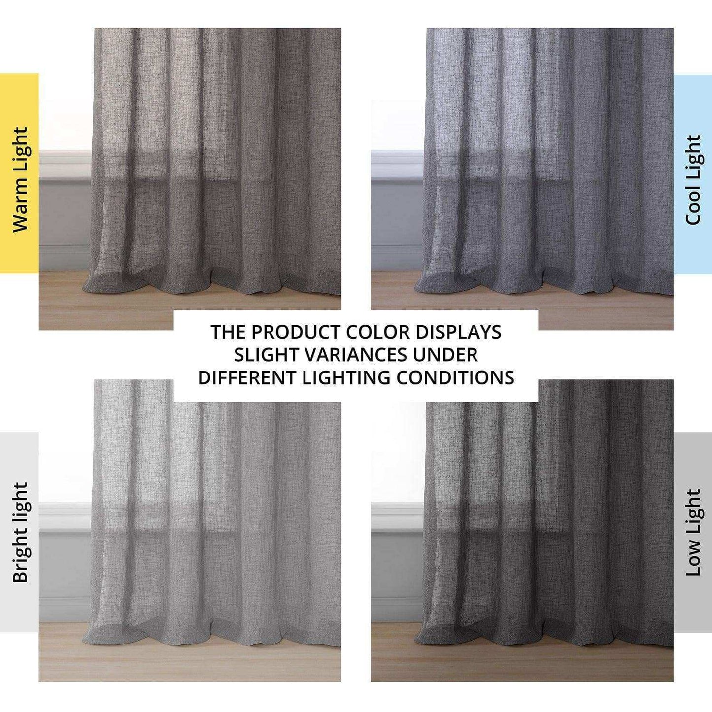 Gravel Grey Grommet Textured Faux Linen Sheer Curtain - HalfPriceDrapes.com