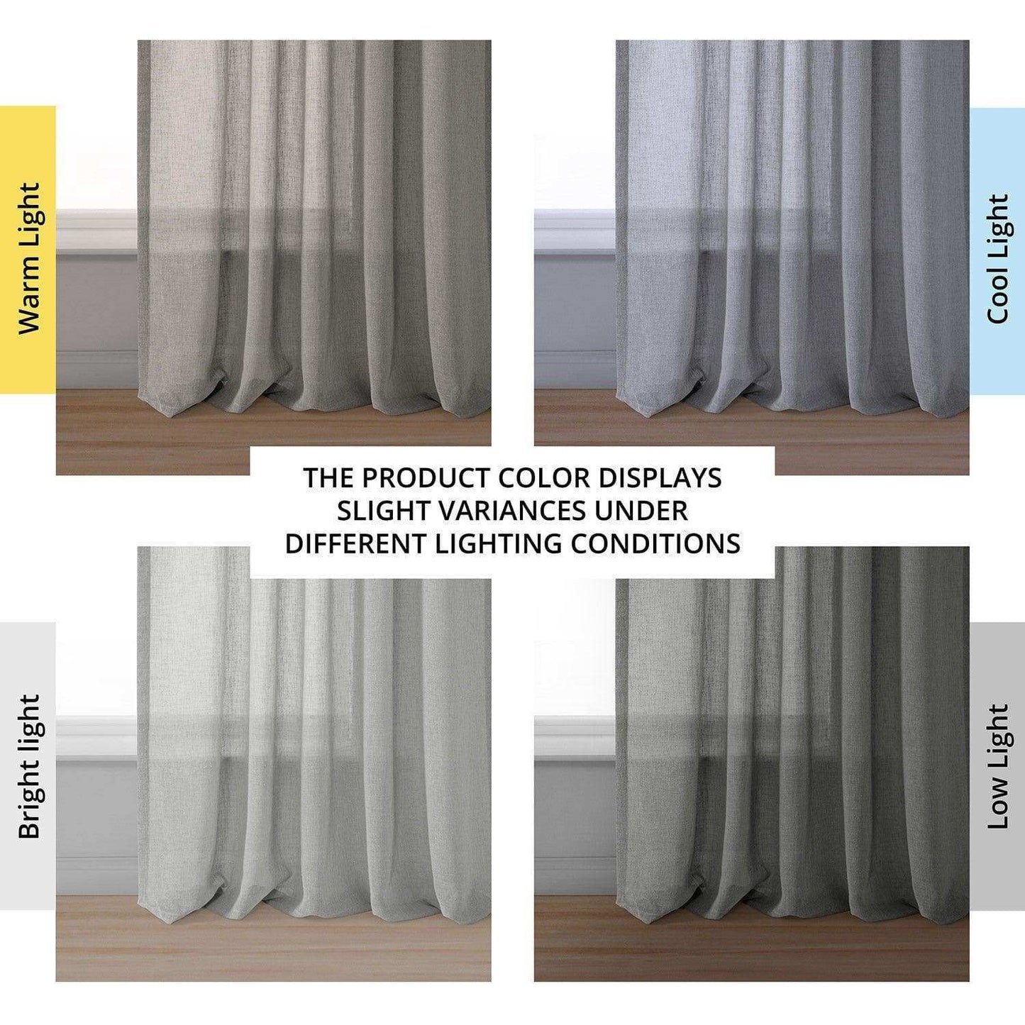 Paris Greige Textured Faux Linen Sheer Curtain - HalfPriceDrapes.com