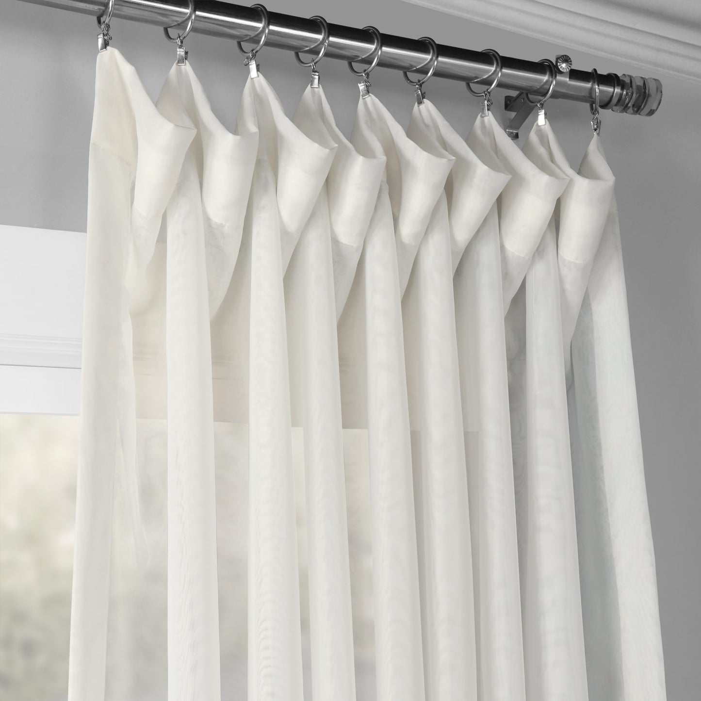 Double Layered Off White Sheer Custom Curtain