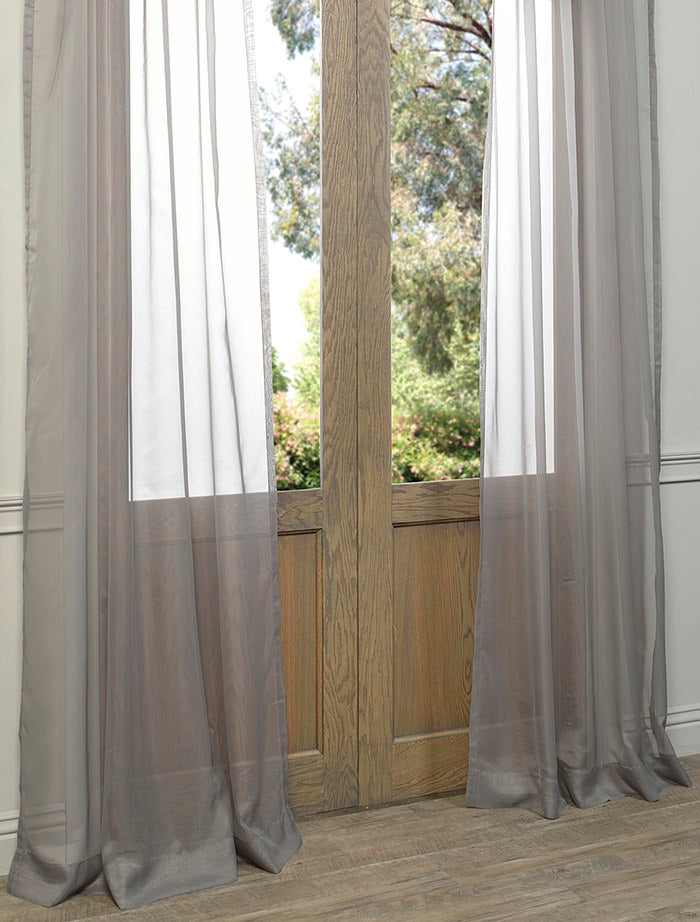 Grey Sheer Curtain Pair (2 Panels)