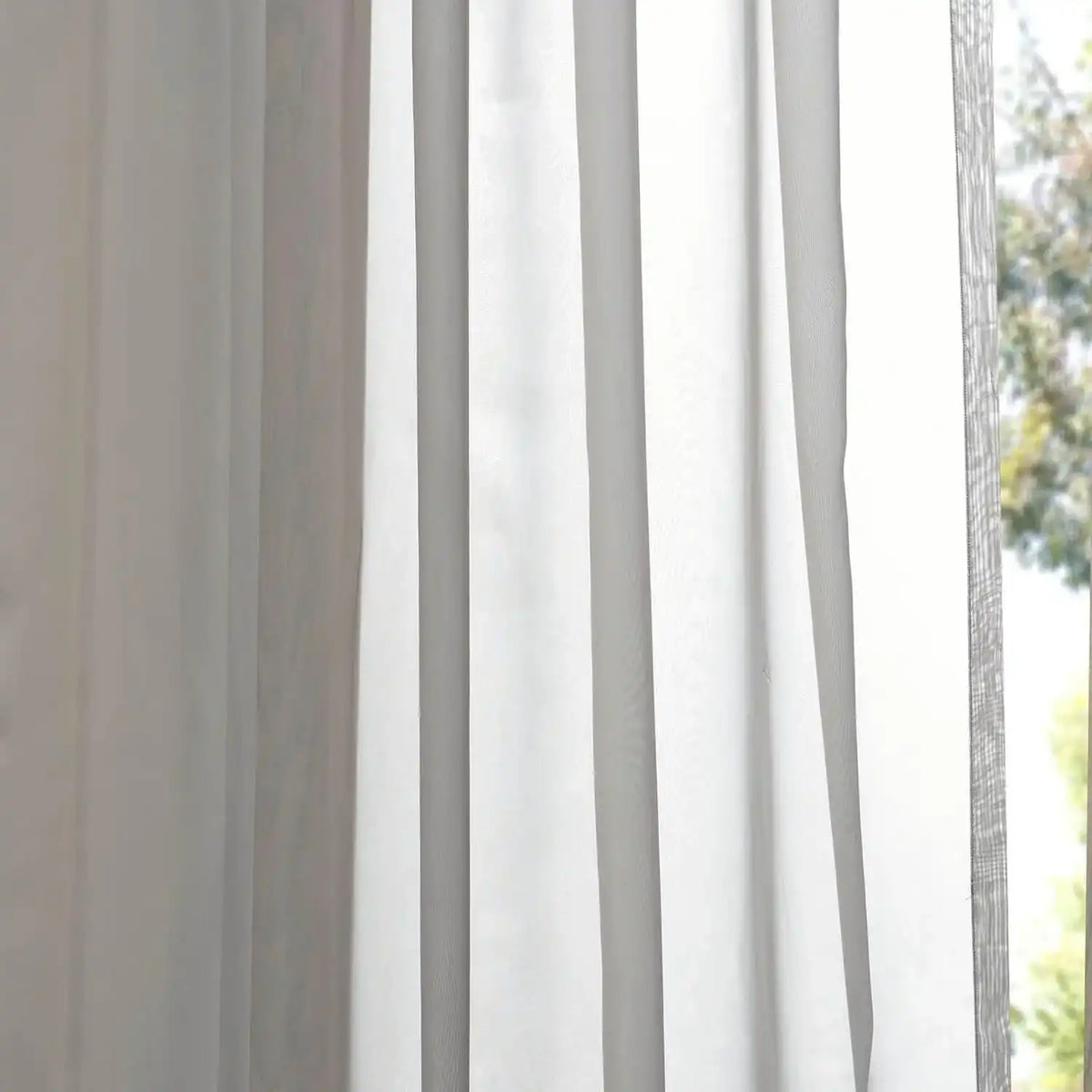 Double Layered Grey Sheer Custom Curtain