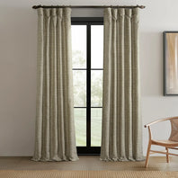 Grey Raw Linen Weave Light Filtering Curtain Pair (2 Panels)