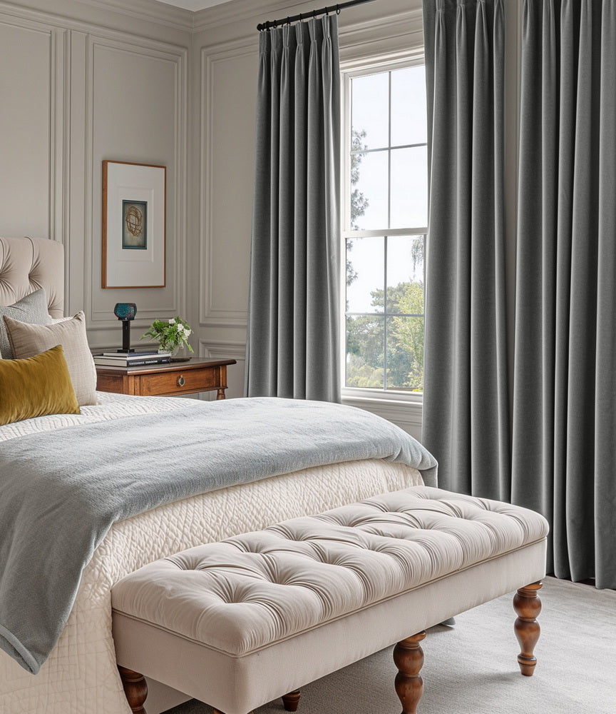 Silver Grey Signature Velvet Custom Custom Curtains, image size:864x1000