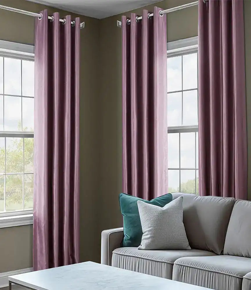 Smokey Plum Vintage Textured Faux Dupioni Silk Custom Curtain