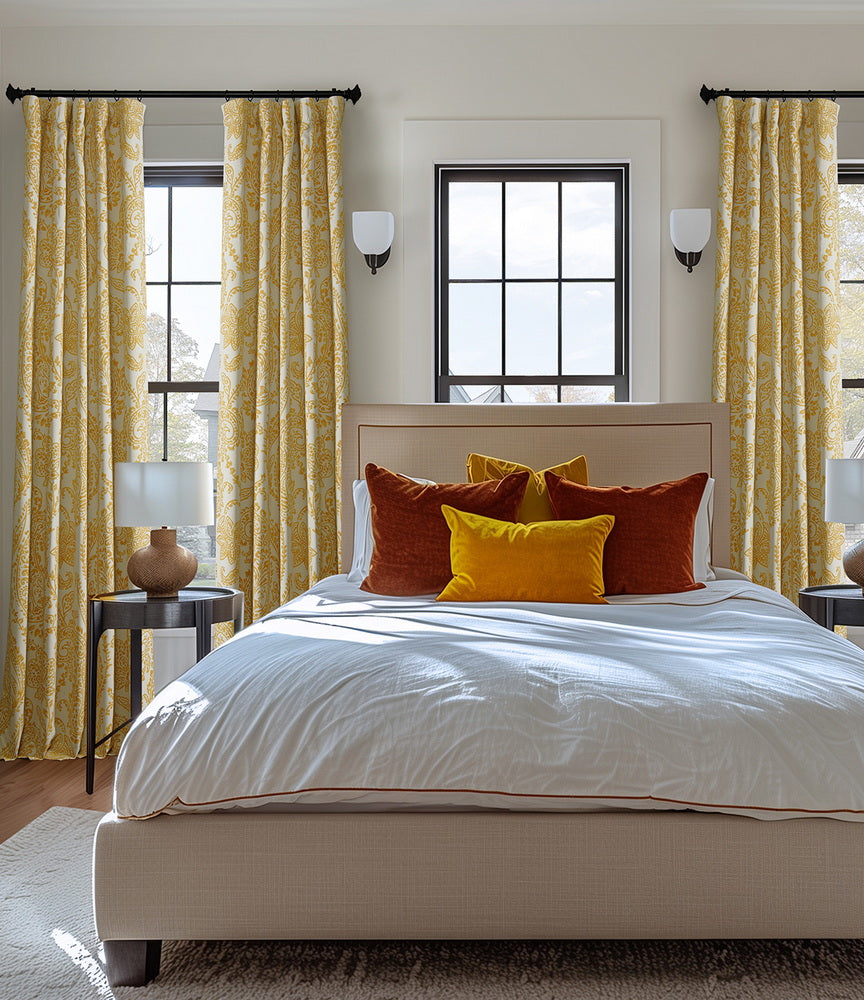 Tea Time Yellow Floral Custom Curtain