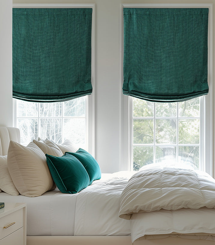 Textured Faux Linen Roman Shades