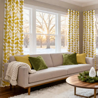 Triad Gold Geometric Printed Cotton Custom Curtain