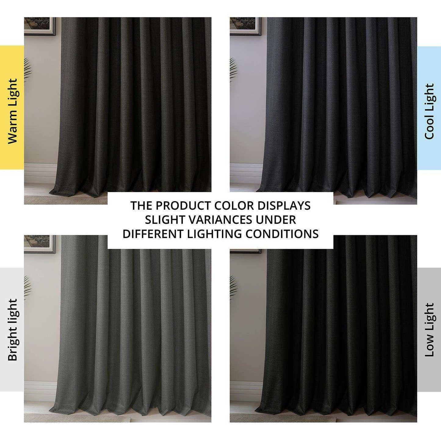 Black Vienna Basic Linen Blackout Curtain Pair (2 Panels)