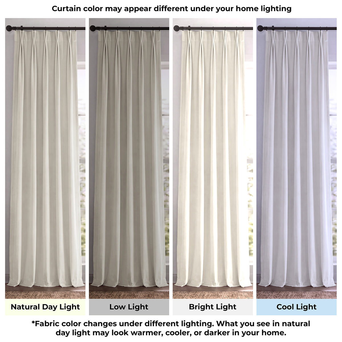 Porcelain White Pinch Pleat Signature Velvet Blackout Curtain