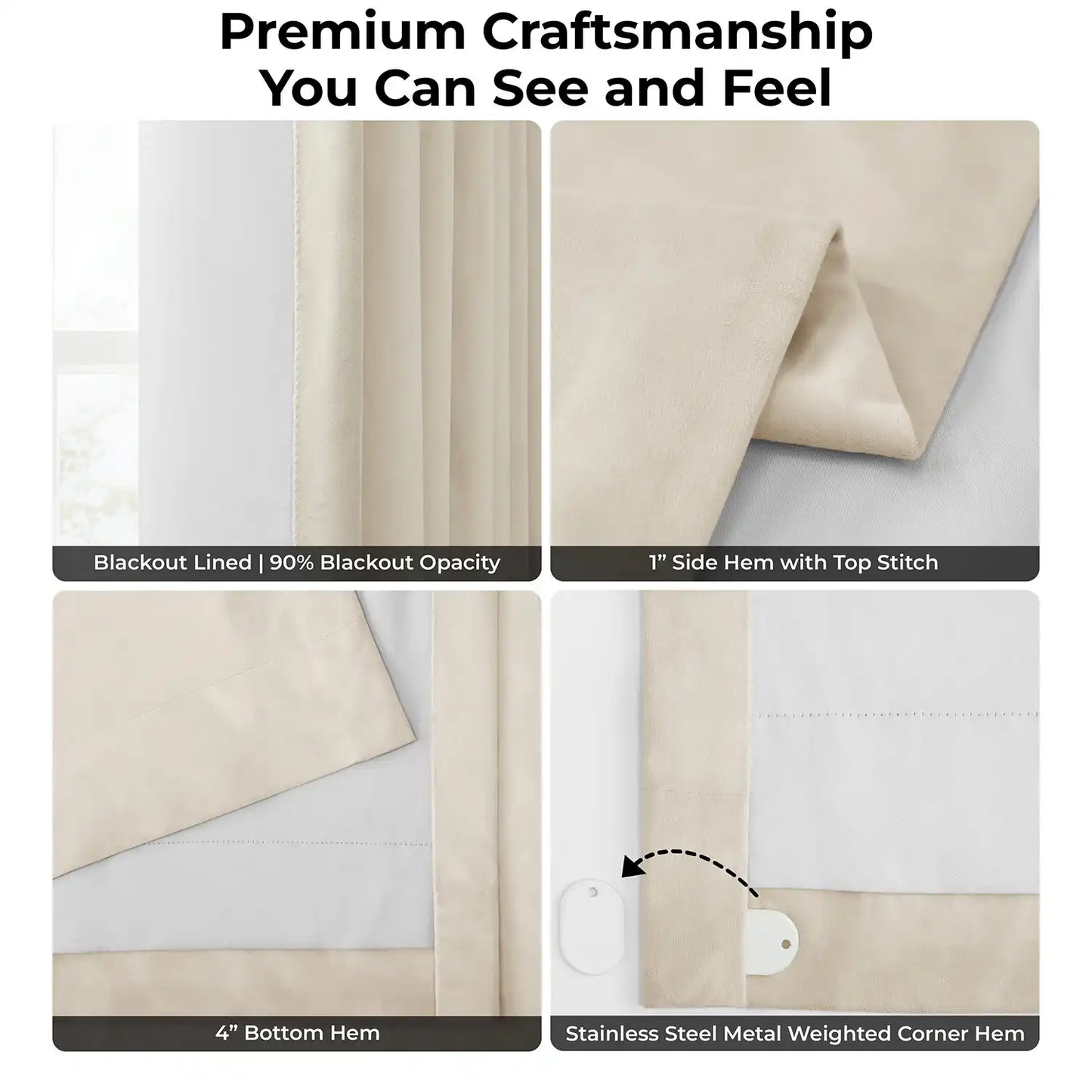 Alabaster Beige Signature Velvet Blackout Curtain