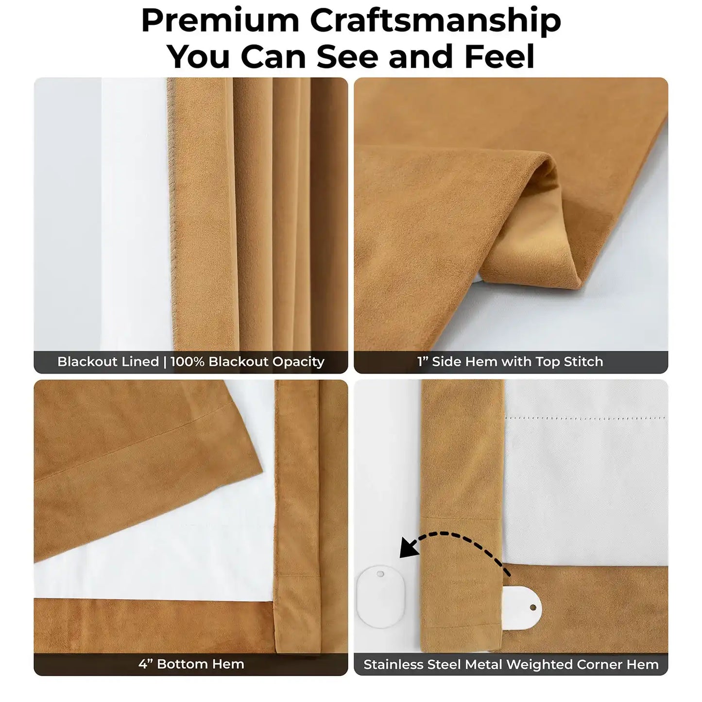 Amber Gold Signature Velvet Blackout Curtain