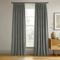Silver Grey French Pleat Signature Velvet Blackout Curtain