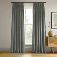 Silver Grey French Pleat Signature Velvet Blackout Curtain