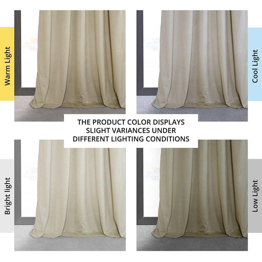 Cool Beige French Pleat Signature Velvet Blackout Curtain - HalfPriceDrapes.com