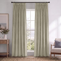 Cool Beige Pinch Pleat Signature Velvet Blackout Curtain
