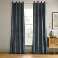 Distance Blue Grey Grommet Signature Velvet Blackout Curtain