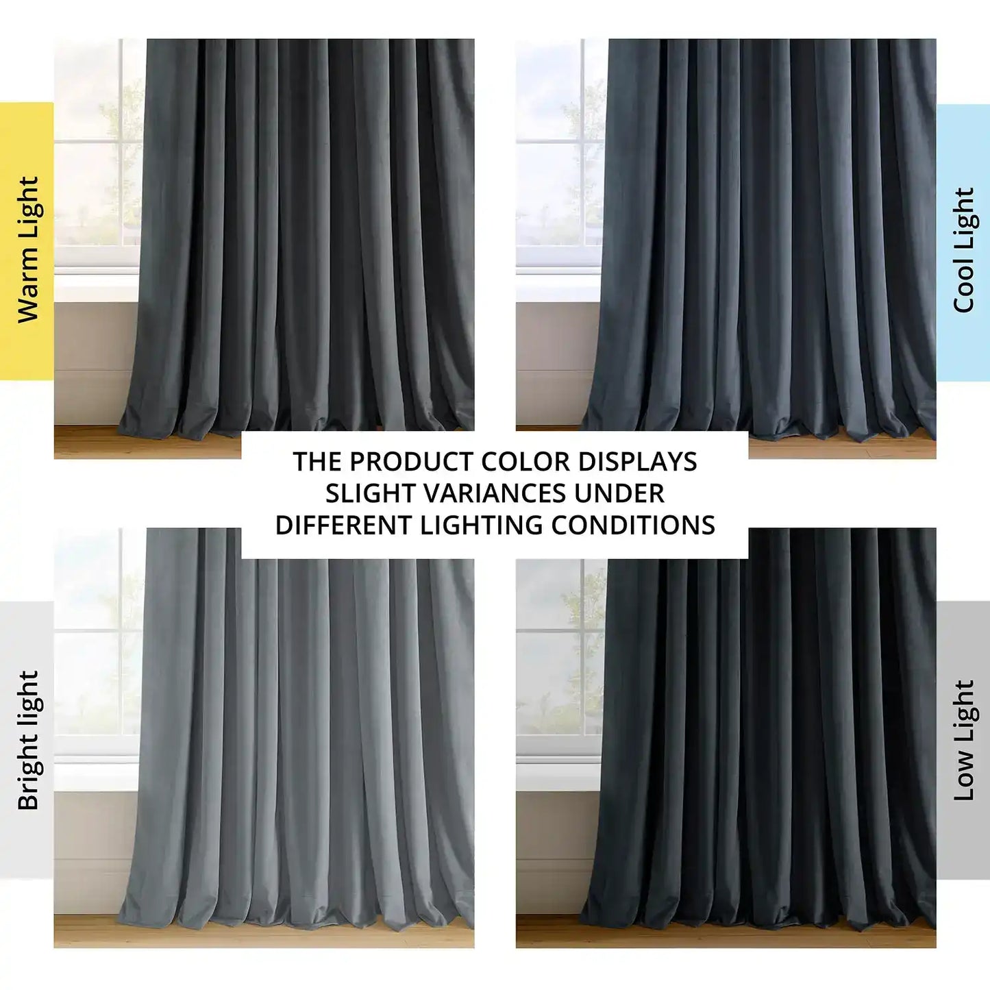 Distance Blue Grey Grommet Signature Velvet Blackout Curtain