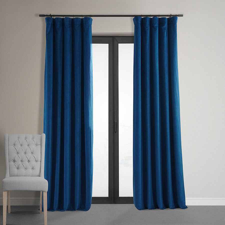 Union Blue Signature Velvet Blackout Curtain - HalfPriceDrapes.com