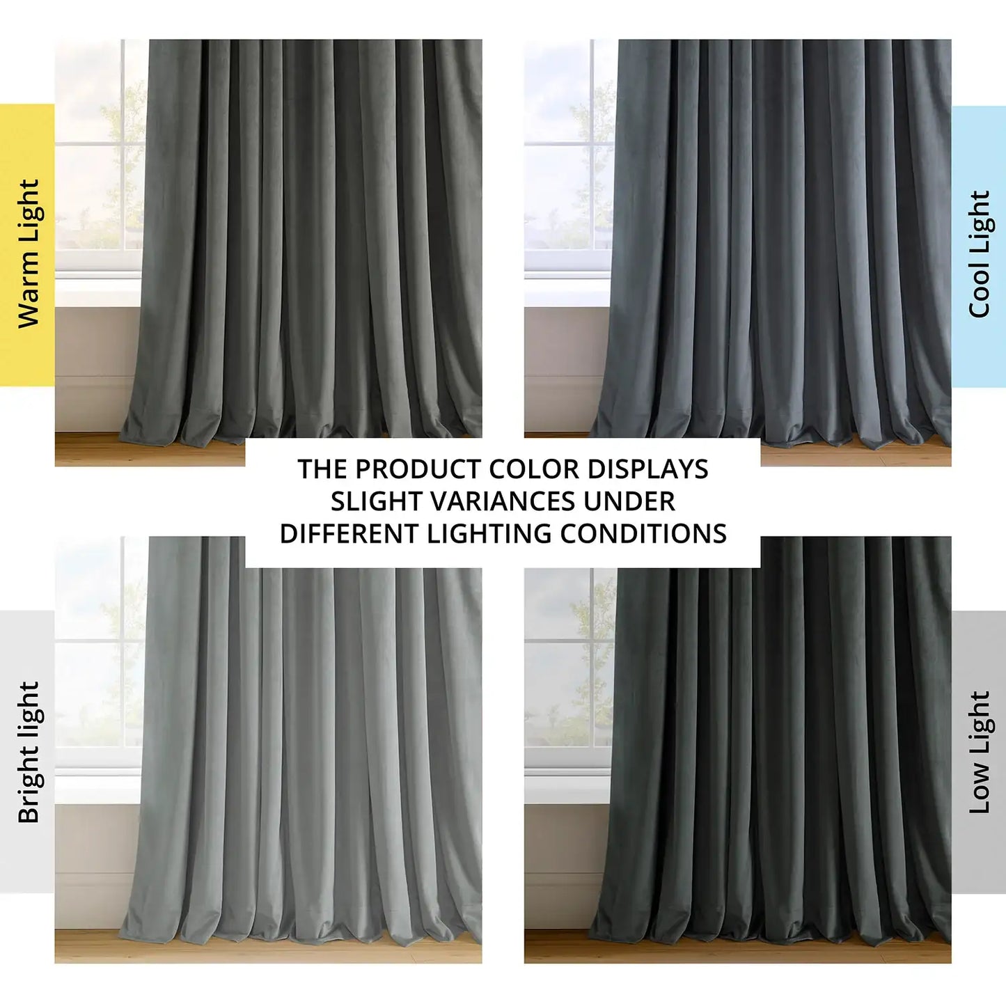 Neutral Grey French Pleat Signature Velvet Blackout Curtain