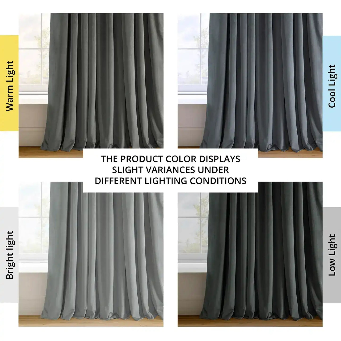 Neutral Grey French Pleat Signature Velvet Blackout Curtain