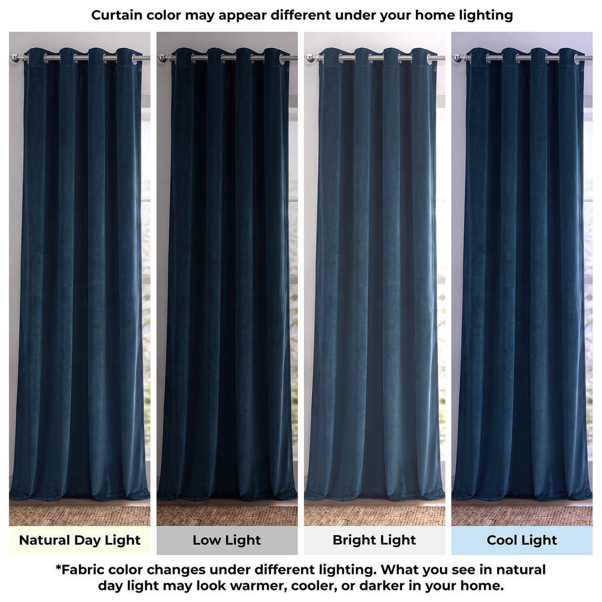 Midnight Blue Grommet Signature Velvet Blackout Curtain