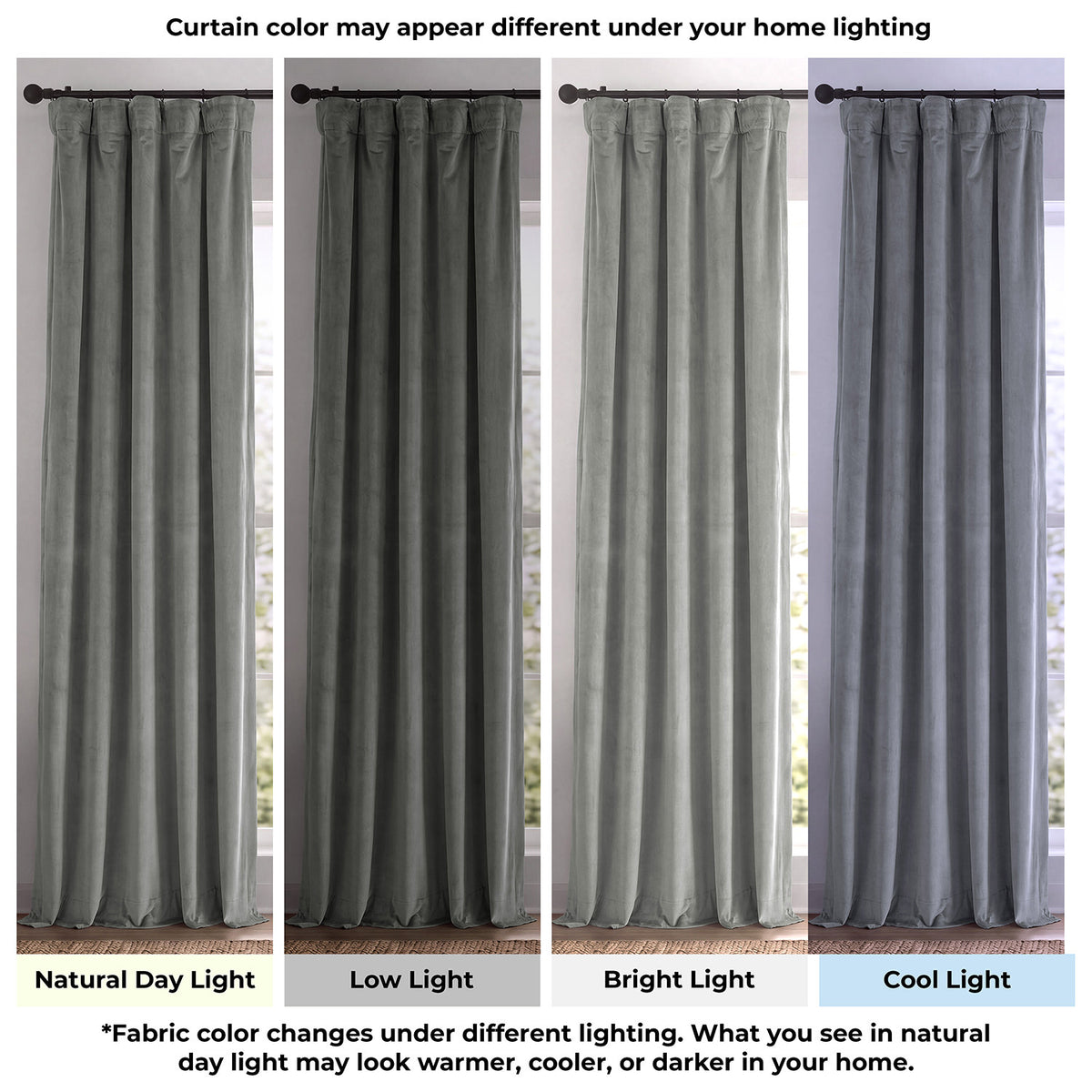 Silver Grey Signature Extra Wide Velvet Blackout Curtain
