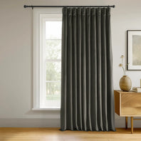 Gunmetal Grey Signature Extra Wide Velvet Blackout Curtain