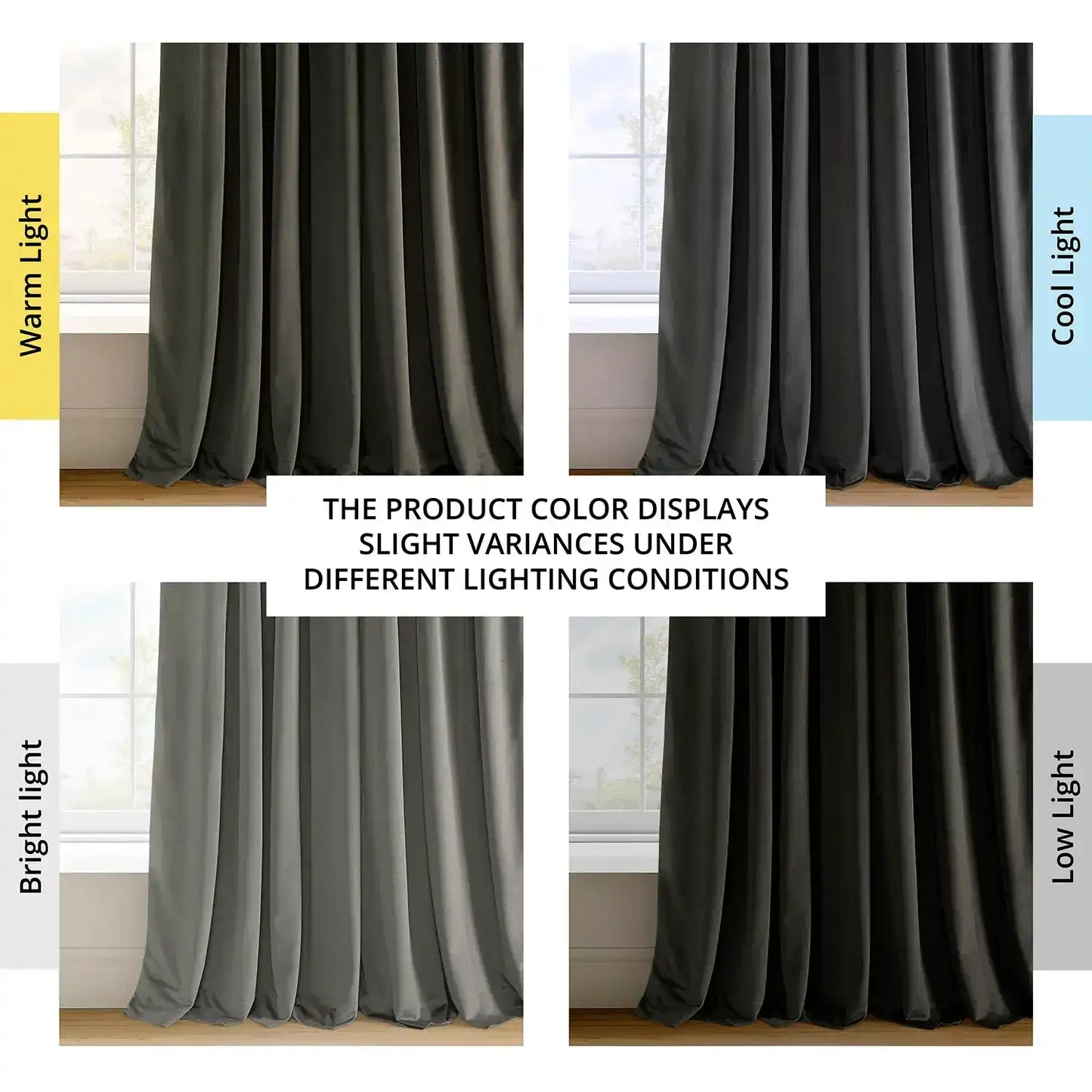 Gunmetal Grey Signature Extra Wide Velvet Blackout Curtain