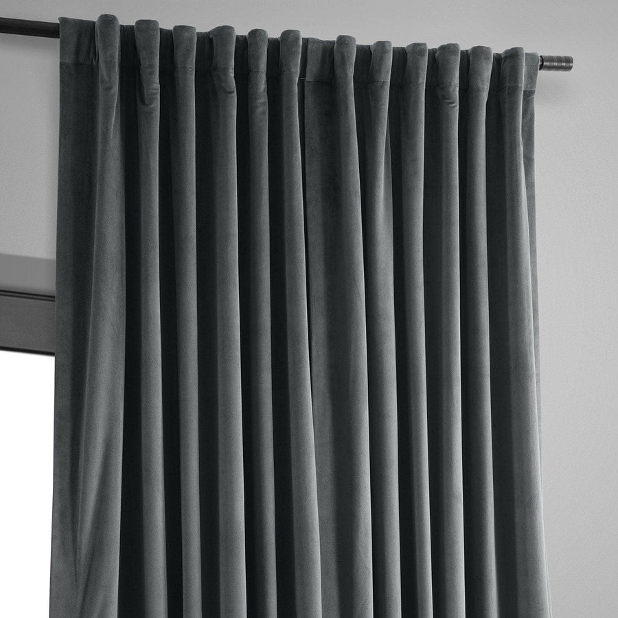 Natural Grey Signature Extra Wide Velvet Blackout Curtain - HalfPriceDrapes.com