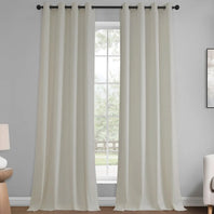 Ivory Grommet Lounge Embossed Velvet Curtain - HalfPriceDrapes.com