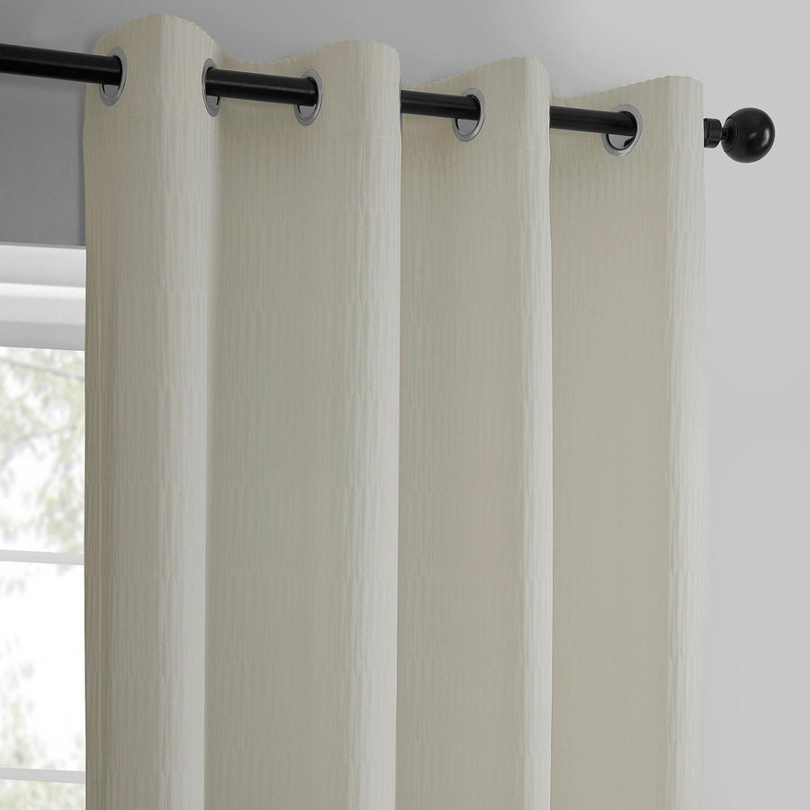 Ivory Grommet Lounge Embossed Velvet Curtain - HalfPriceDrapes.com