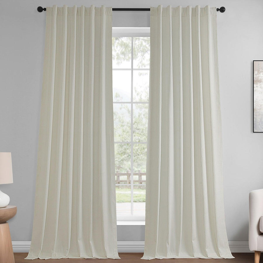 Ivory Lounge Embossed Velvet Curtain - HalfPriceDrapes.com