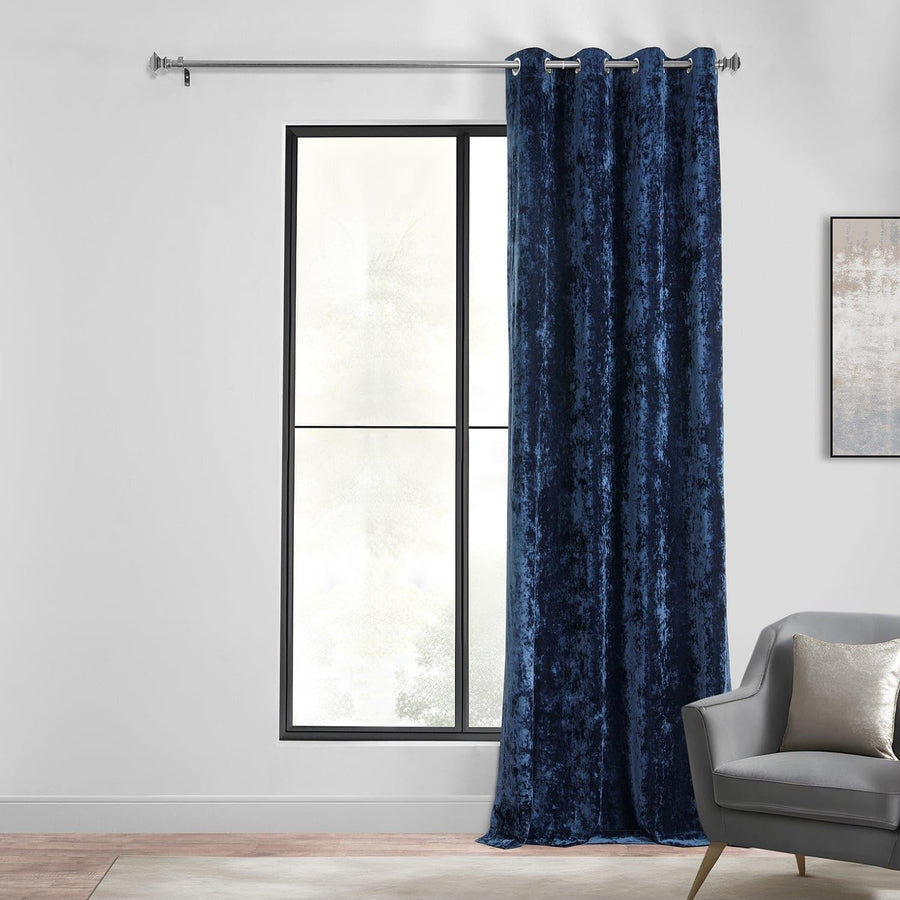 Sapphire Blue Grommet Lush Crush Velvet Curtain - HalfPriceDrapes.com