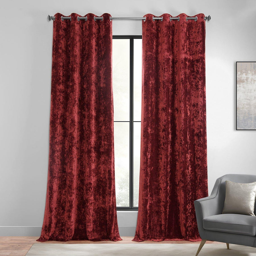 Ruby Red Grommet Lush Crush Velvet Curtain - HalfPriceDrapes.com