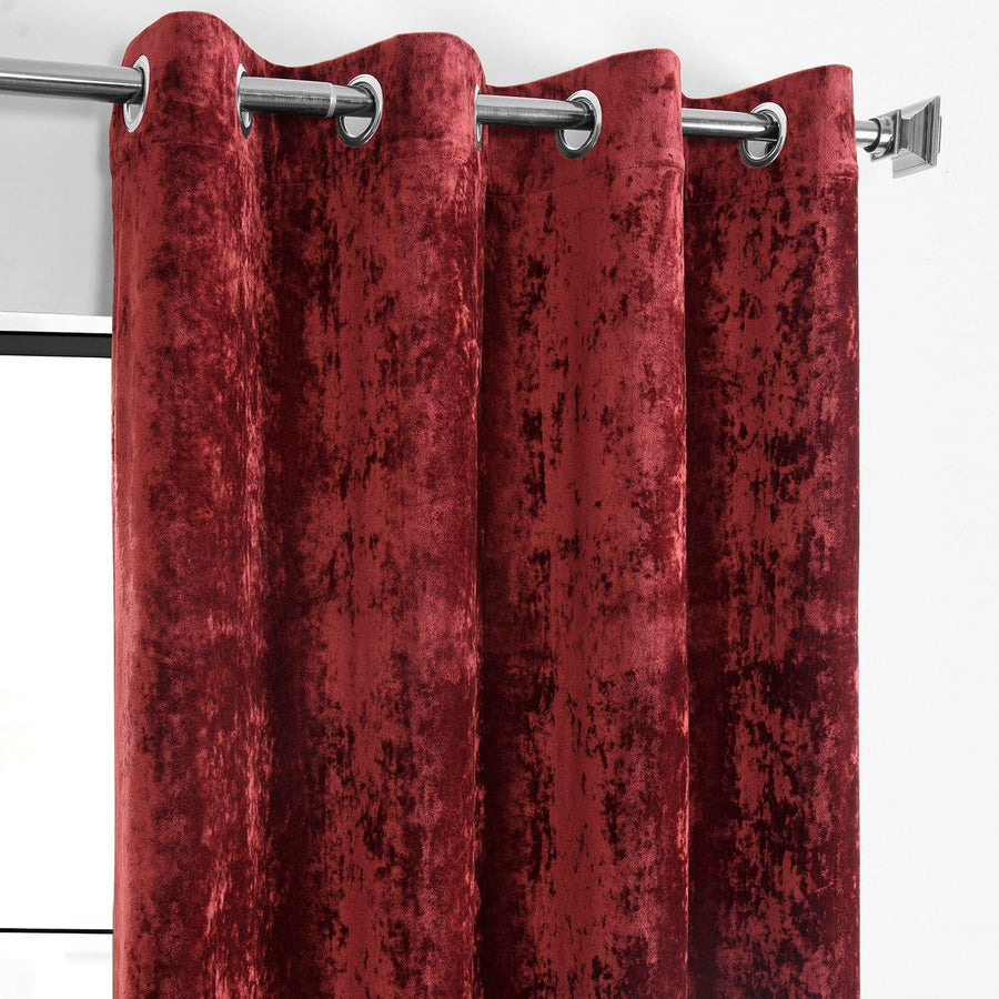 Ruby Red Grommet Lush Crush Velvet Curtain - HalfPriceDrapes.com