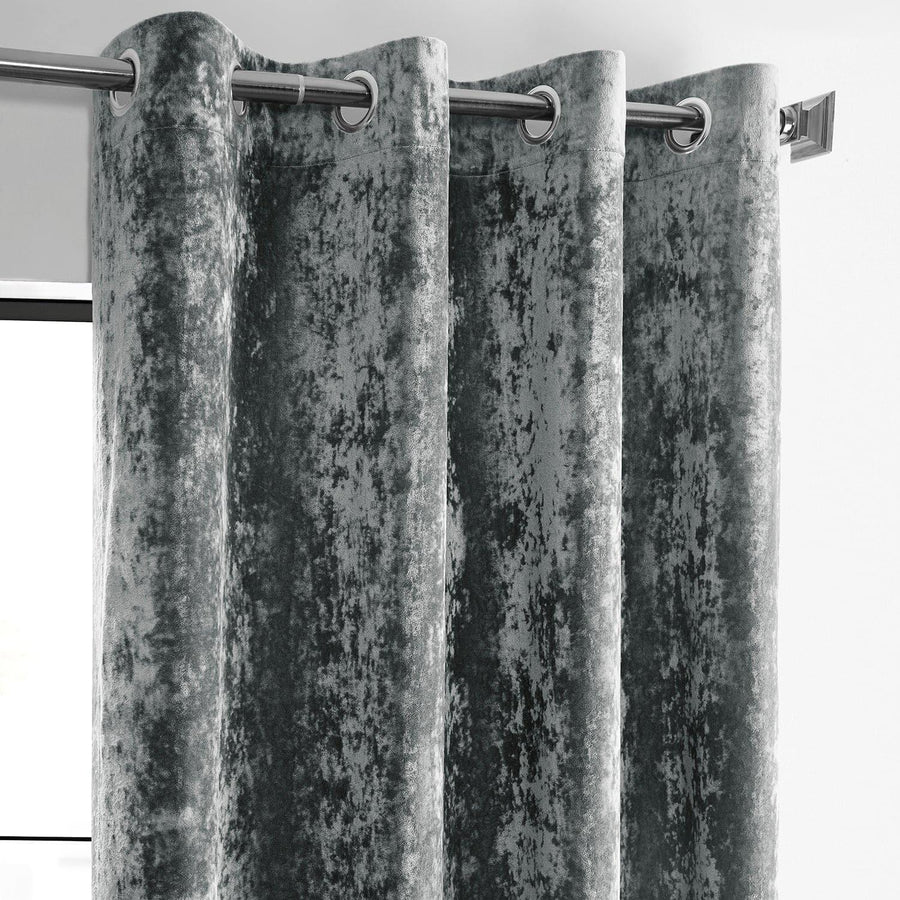 Stone Grey Grommet Lush Crush Velvet Curtain - HalfPriceDrapes.com