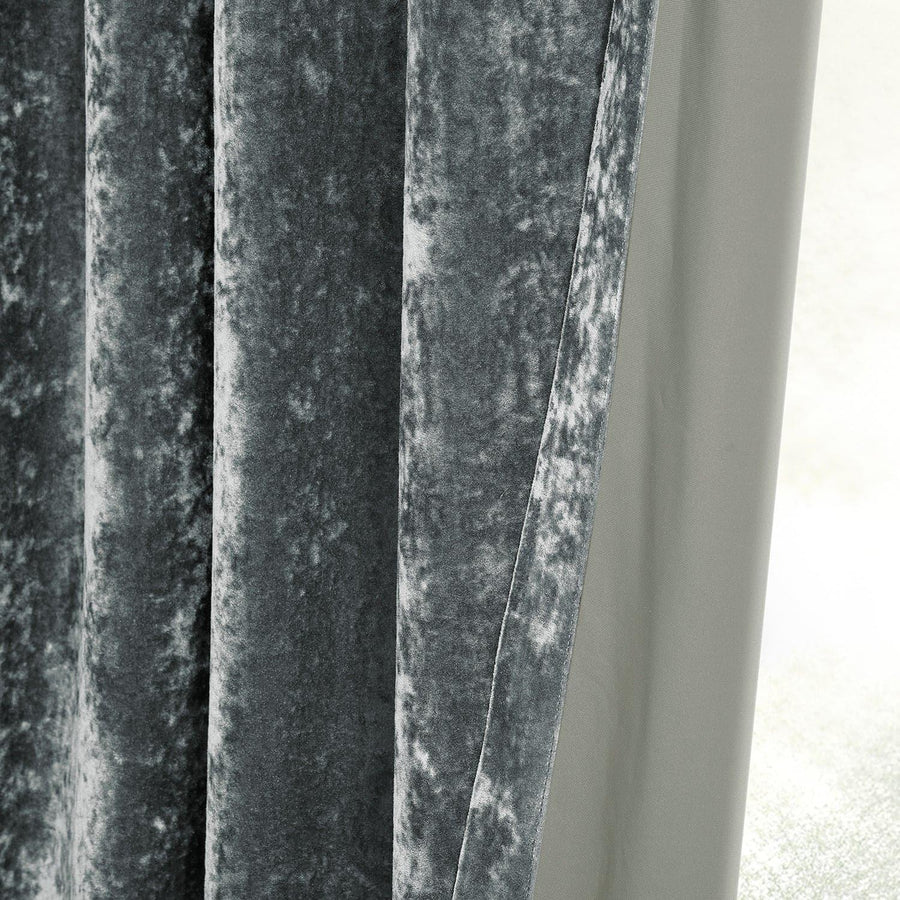 Stone Grey Grommet Lush Crush Velvet Curtain - HalfPriceDrapes.com