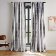 Waves Vertical Charcoal Striped Barcelona Velvet Room Darkening Curtain