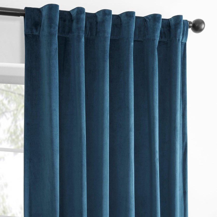 Dark Blue Simply Velvet Curtain Pair (2 Panels) - HalfPriceDrapes.com
