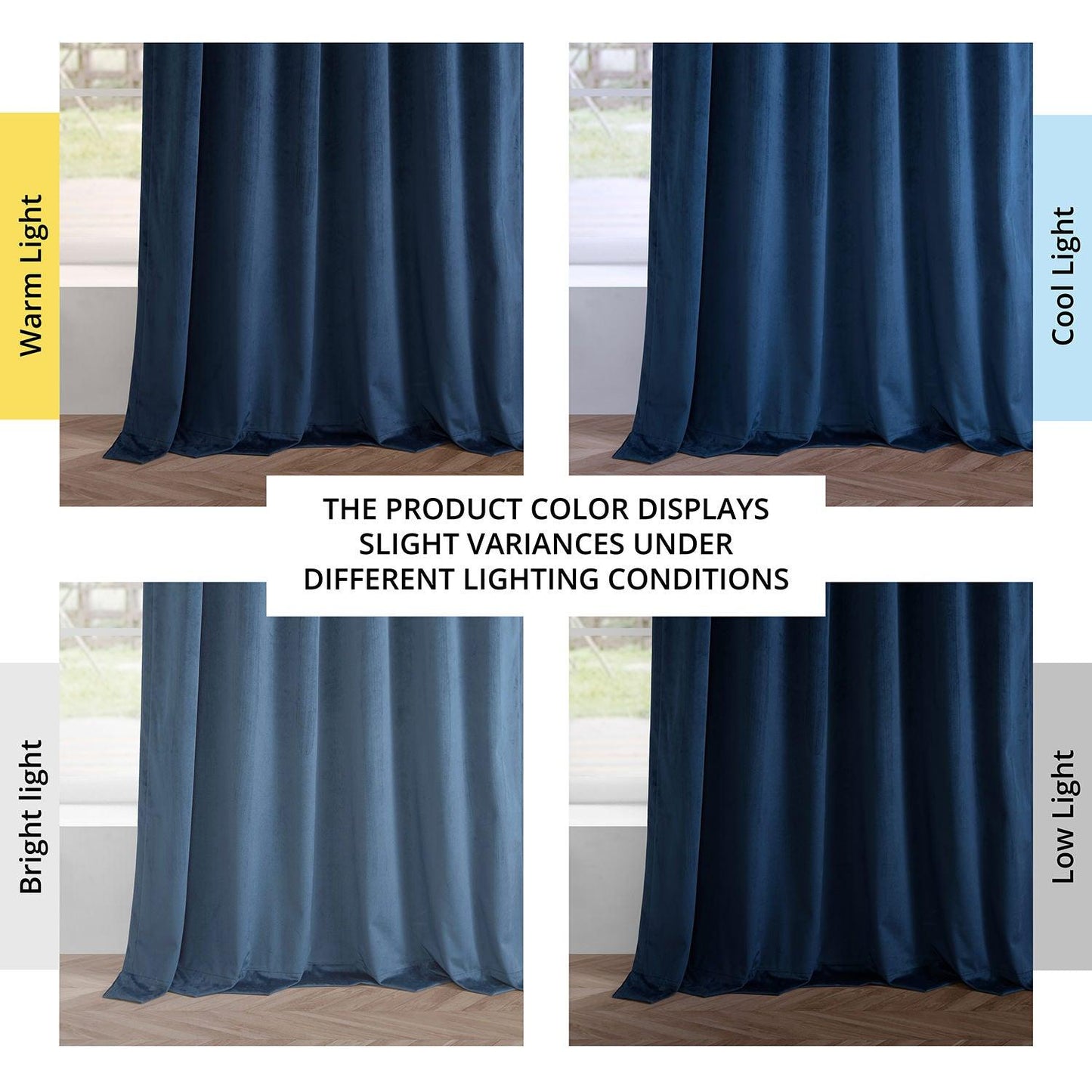 Deep Cobalt Blue Simply Velvet Curtain Pair (2 Panels) - HalfPriceDrapes.com