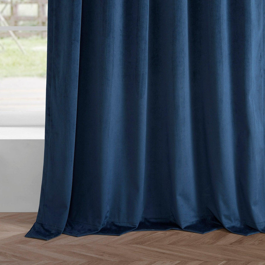 Deep Cobalt Blue Simply Velvet Curtain Pair (2 Panels) - HalfPriceDrapes.com