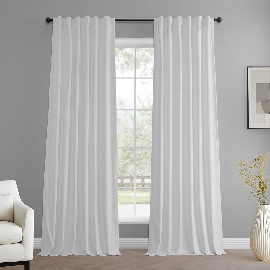 White Simply Velvet Curtain Pair (2 Panels) - HalfPriceDrapes.com