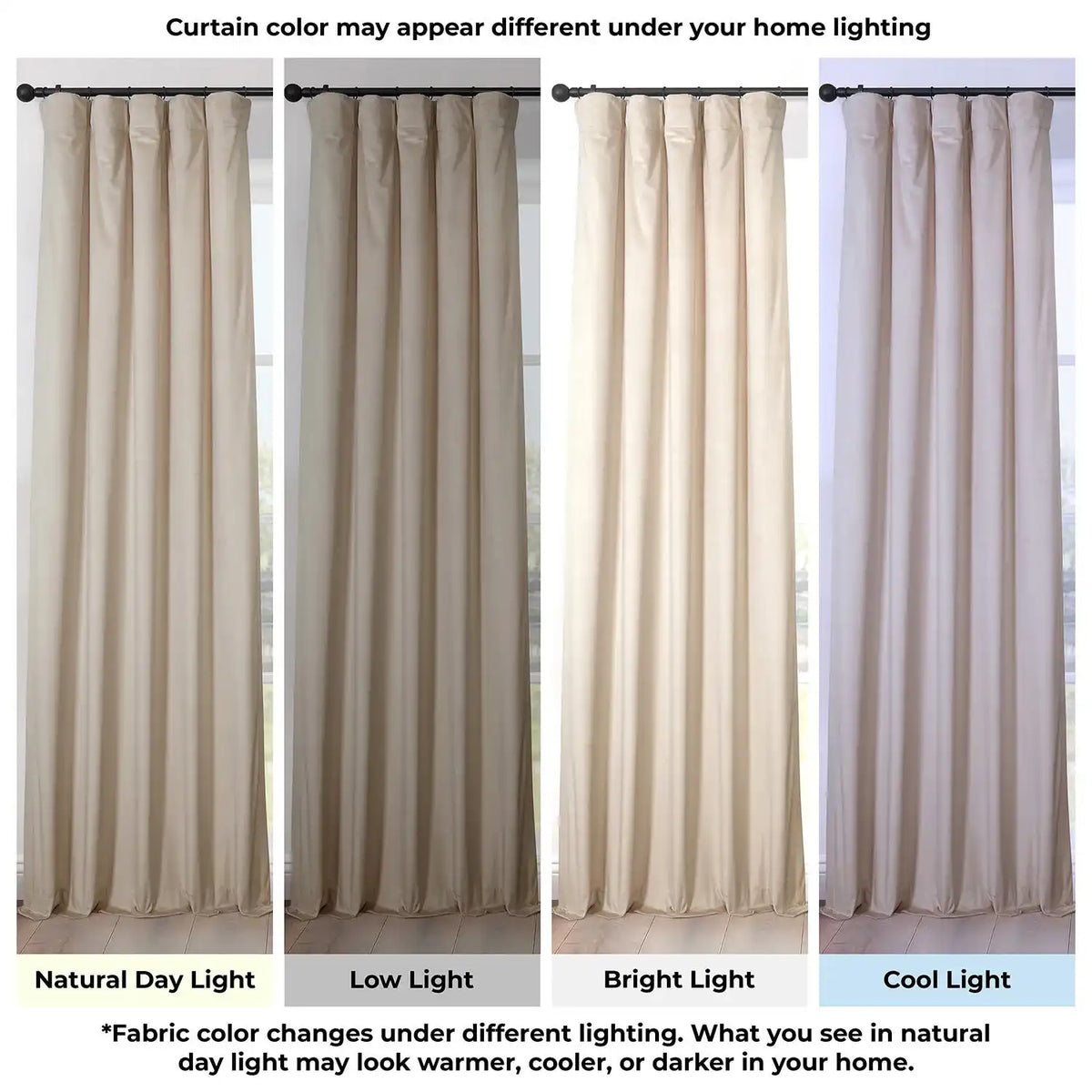 Light Beige Heritage Plush Velvet Room Darkening Curtain