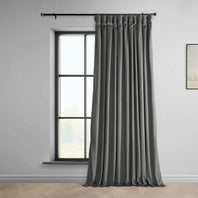 Destiny Grey Extra Wide Heritage Plush Velvet Curtain - HalfPriceDrapes.com